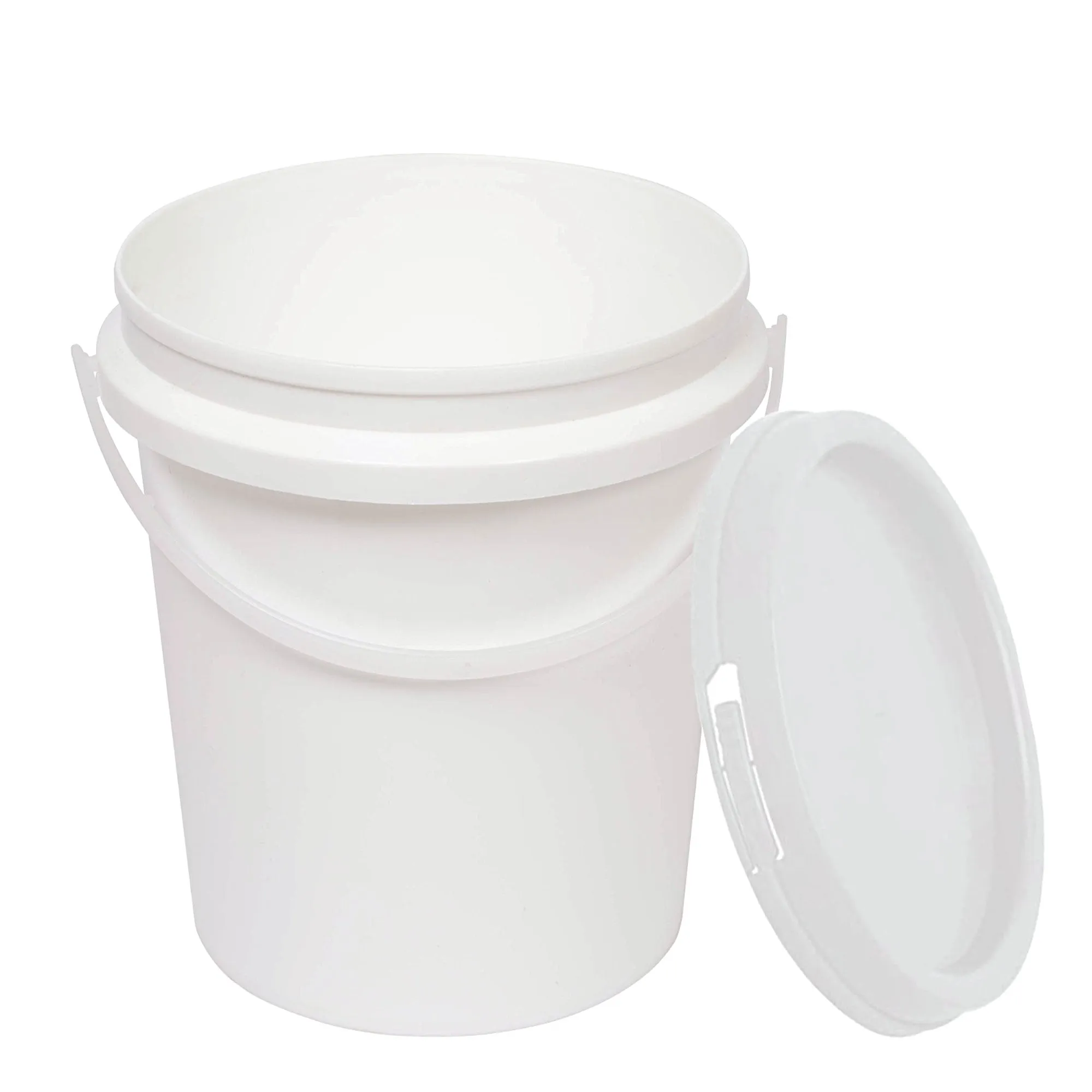 10x 1.2L Plastic Buckets   Lids - Food Grade Empty White Tub With Handle