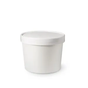 12oz White Compostable Paper Food Cup with Vented Lid