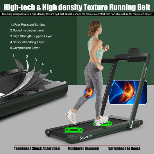 2.25HP 2 in 1 Folding Treadmill with APP Speaker Remote Control-Green