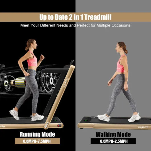 2.25HP 2 in 1 Folding Treadmill with APP Speaker Remote Control-Yellow