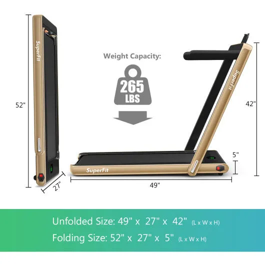 2.25HP 2 in 1 Folding Treadmill with APP Speaker Remote Control-Yellow