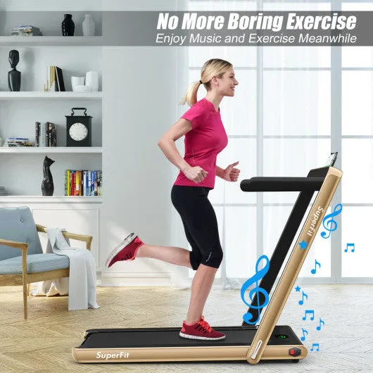 2.25HP 2 in 1 Folding Treadmill with APP Speaker Remote Control-Yellow