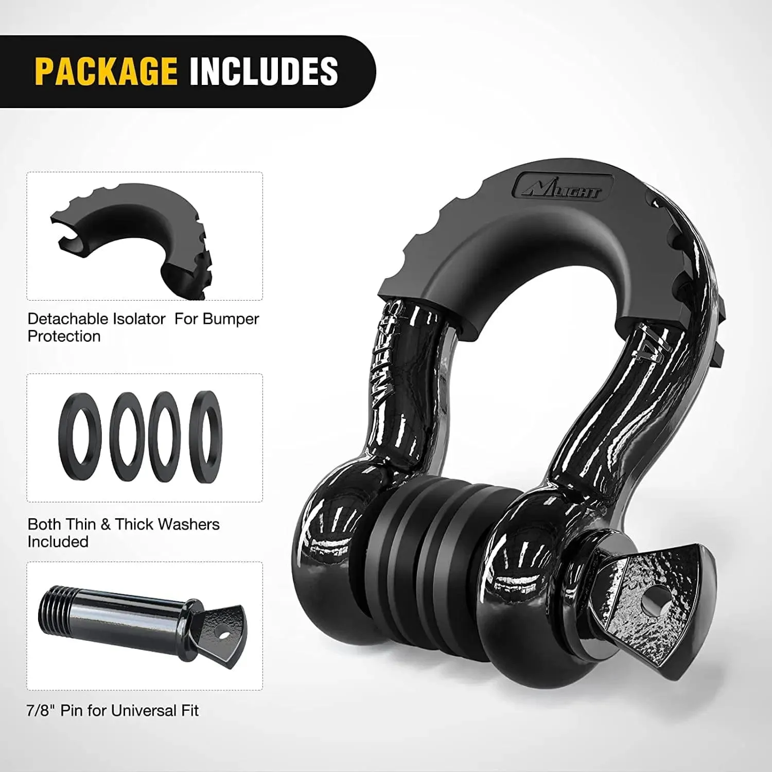 3/4 inch D-Ring Shackle Black (Pair)