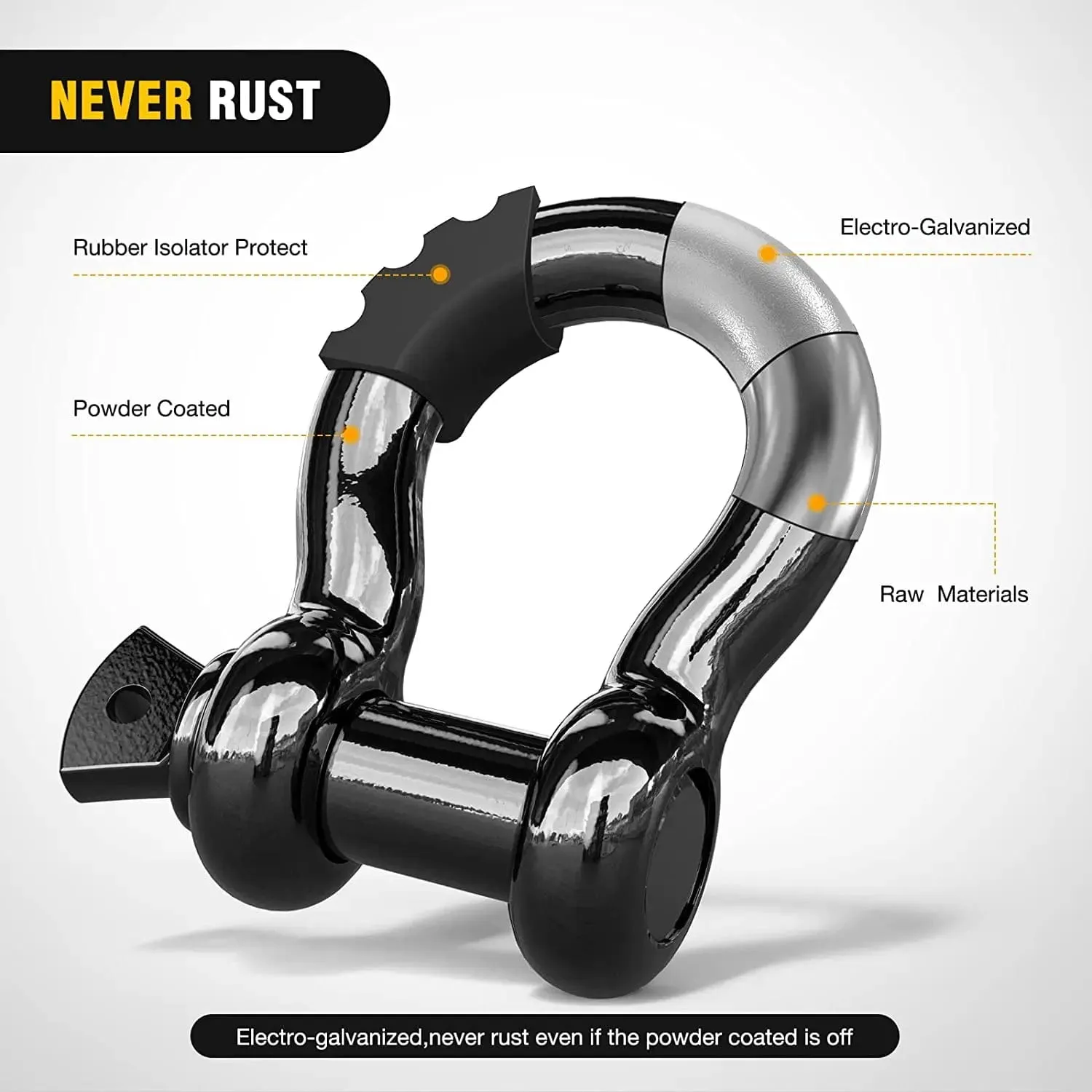 3/4 inch D-Ring Shackle Black (Pair)