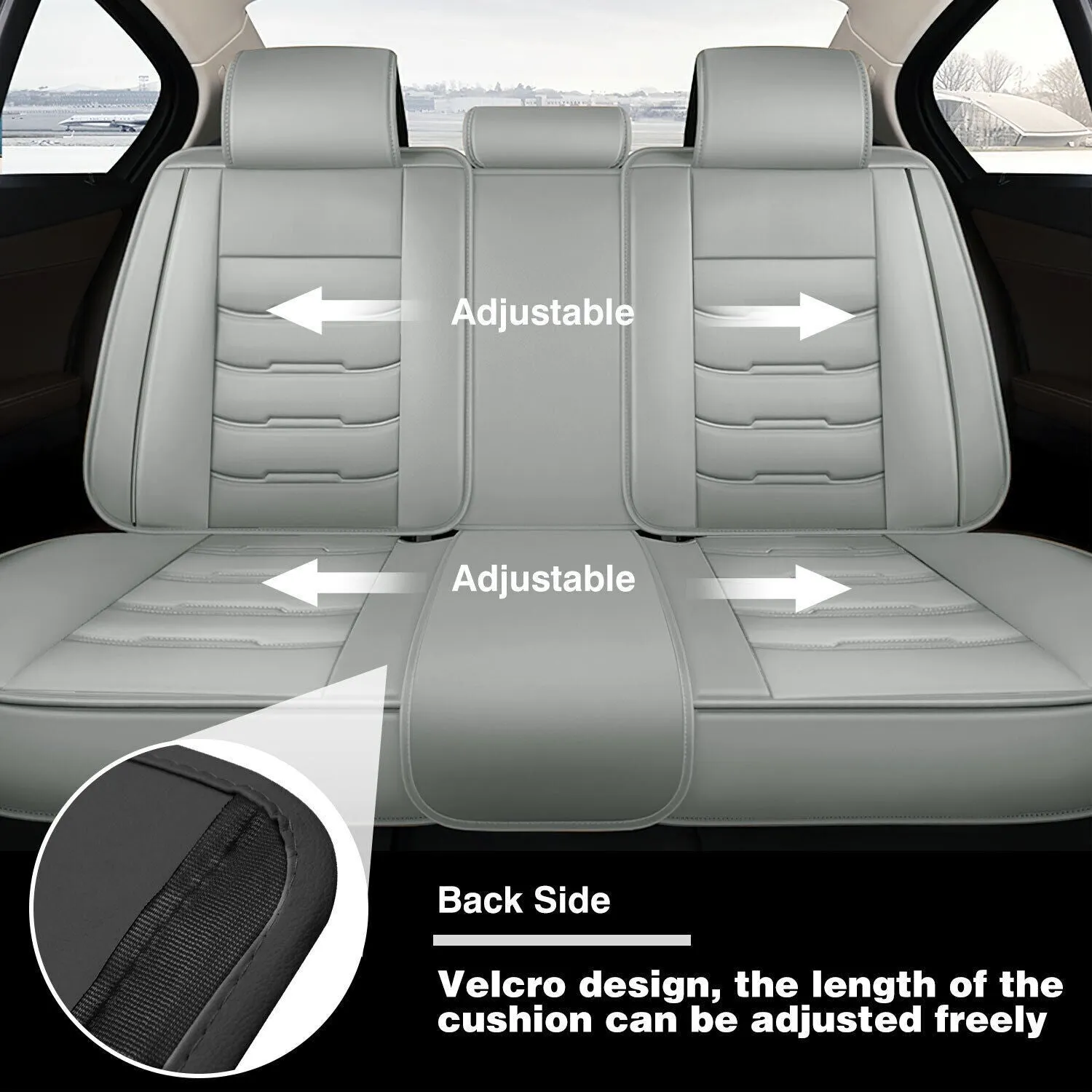 5 Seats Car Seat Cover Front Rear Full Set Cushion Pad