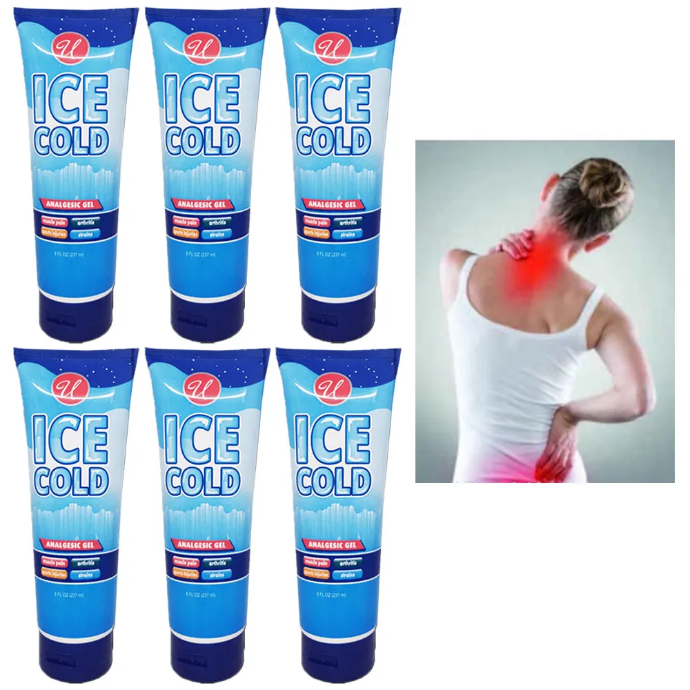 6 Menthol Pain Relieving Ice Analgesic Gel Tube Muscle Rub Cream Sore Joint 8 Oz