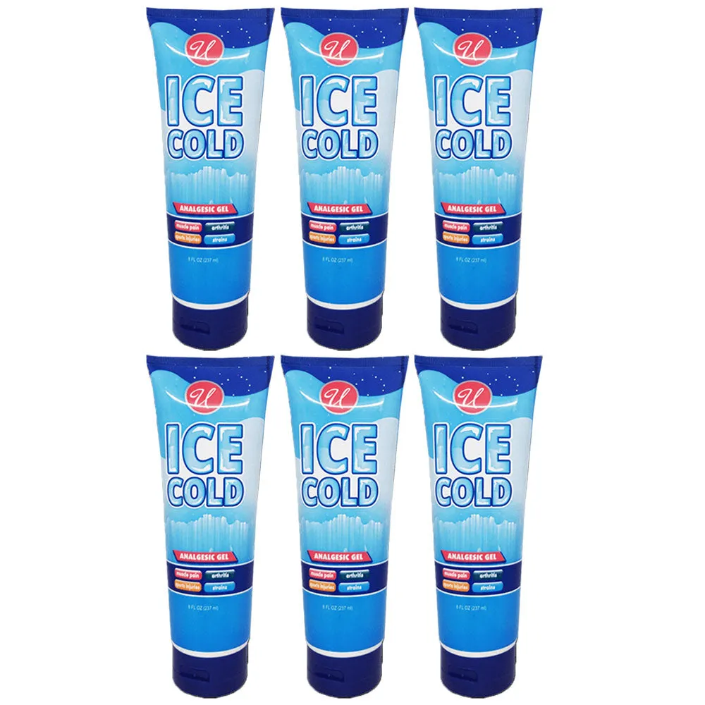 6 Menthol Pain Relieving Ice Analgesic Gel Tube Muscle Rub Cream Sore Joint 8 Oz