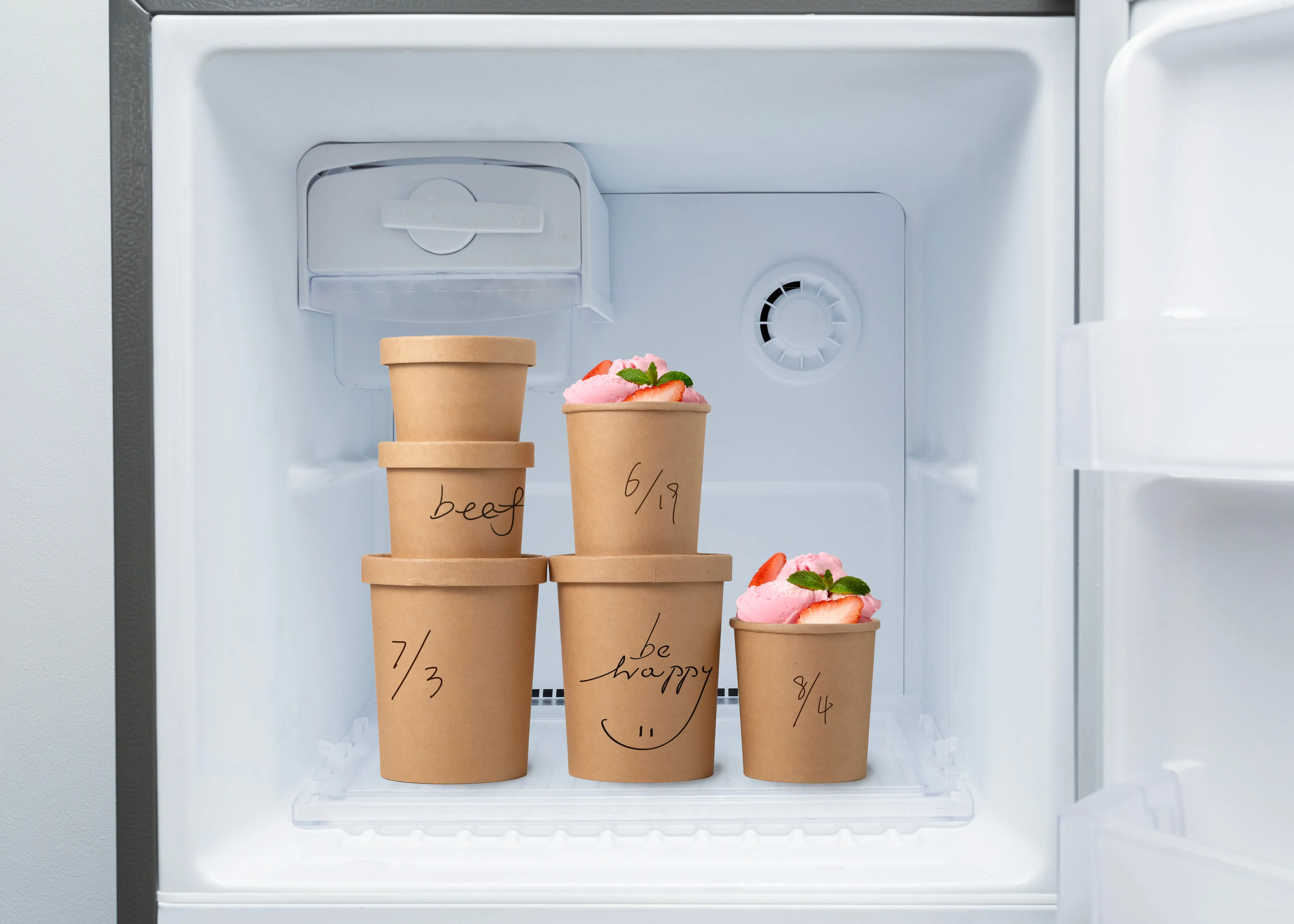 8oz Kraft Compostable Paper Food Cup with Vented Lid