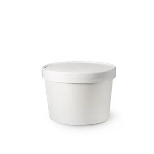 8oz White Compostable Paper Food Cup with Vented Lid