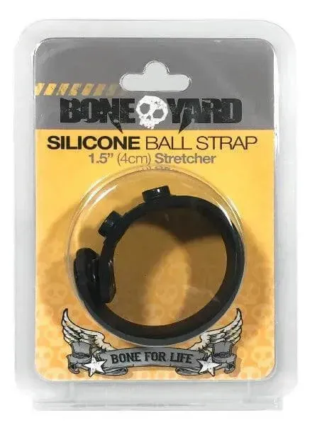 Boneyard 1.5inch Silicone Ball Strap - 3 Snap - Black