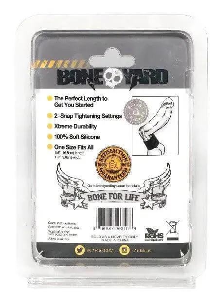 Boneyard 1.5inch Silicone Ball Strap - 3 Snap - Black