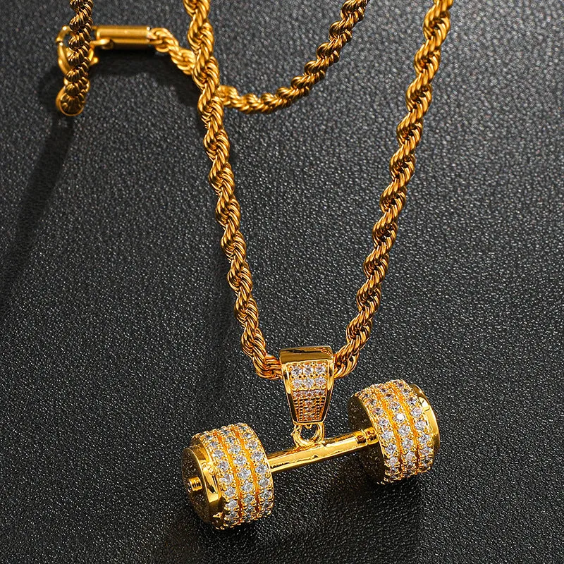 Diamond Full Zircon Trend Dumbbell Pendant