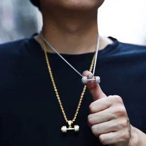 Diamond Full Zircon Trend Dumbbell Pendant