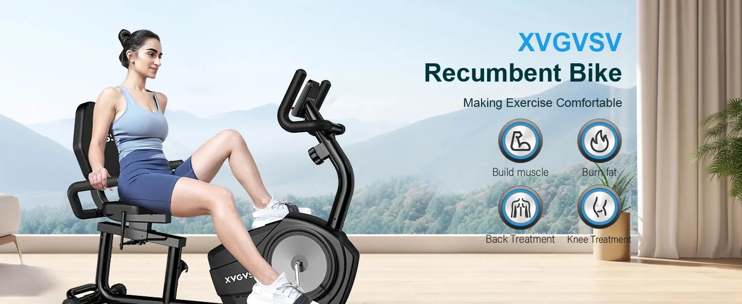 Exercise Bike, Recumbent Stationary Bike for Home, Recumbent Bike with 400LB Weight Capacity Whisper-Quiet 16 Levels M