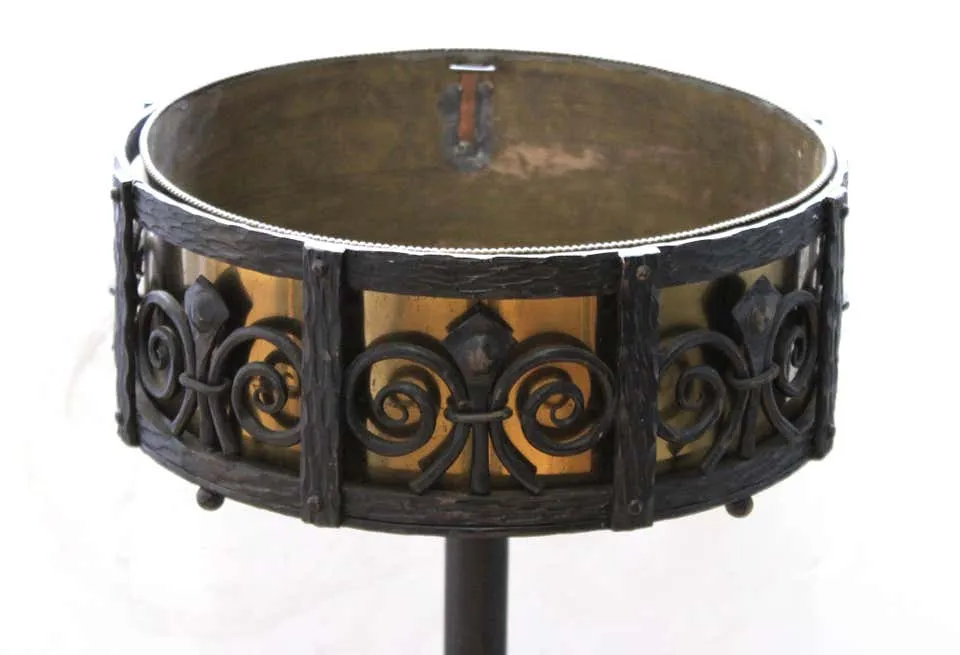 French Art Deco Wrought Iron and Brass Planter Stand
