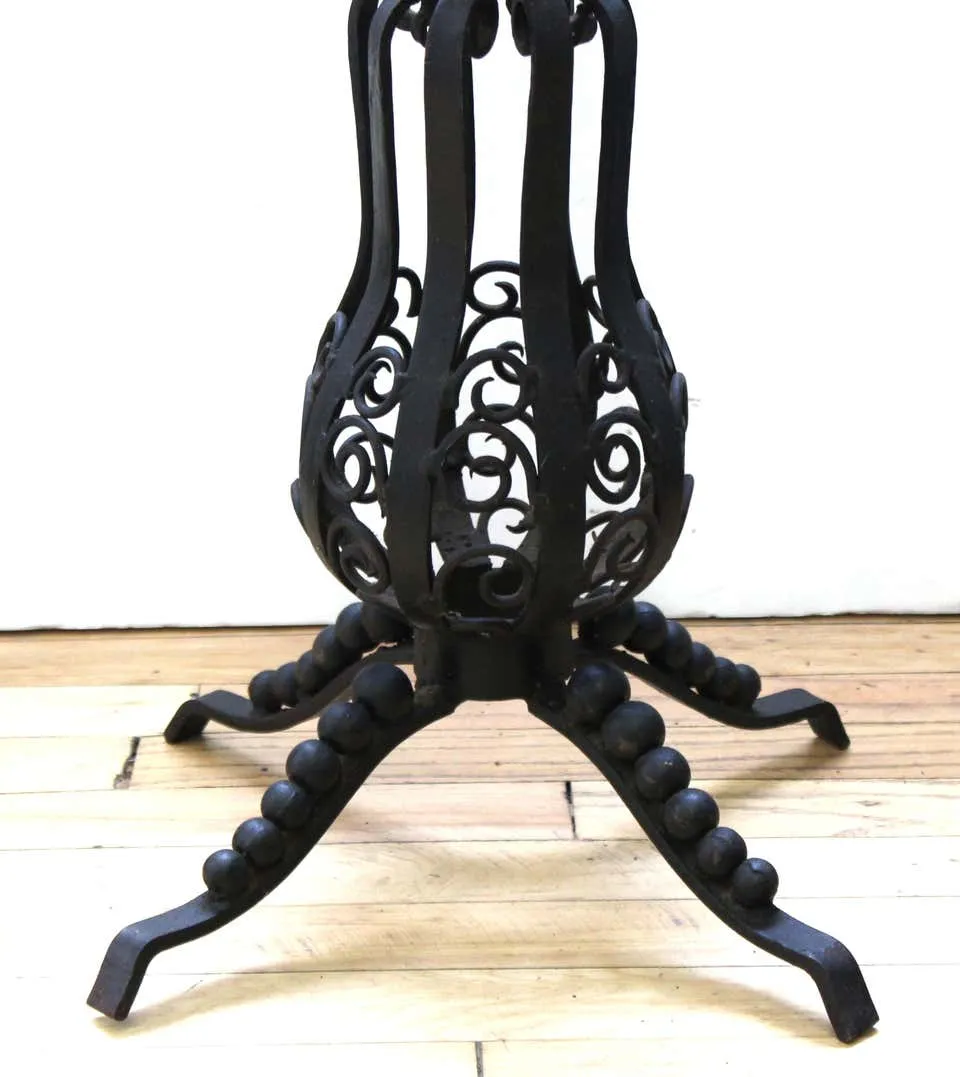 French Art Deco Wrought Iron and Brass Planter Stand