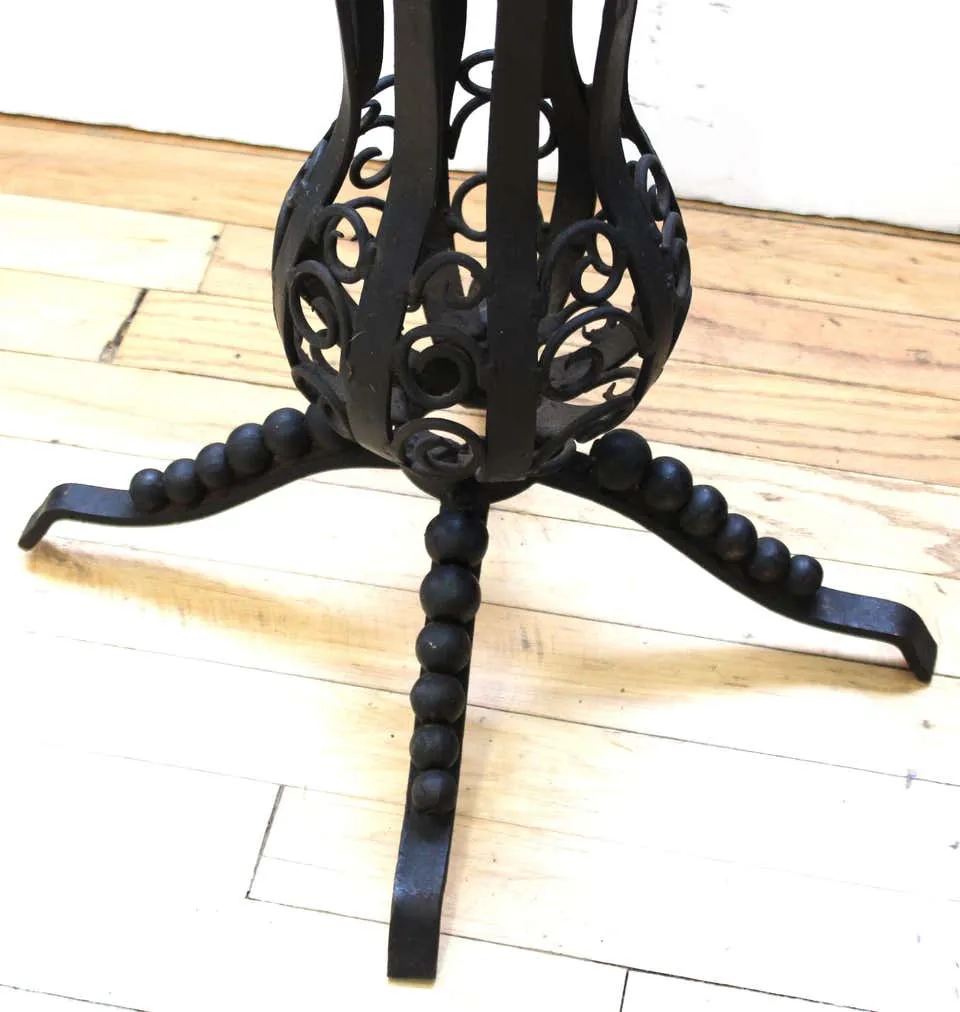 French Art Deco Wrought Iron and Brass Planter Stand