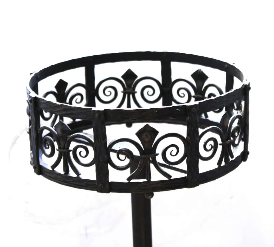 French Art Deco Wrought Iron and Brass Planter Stand