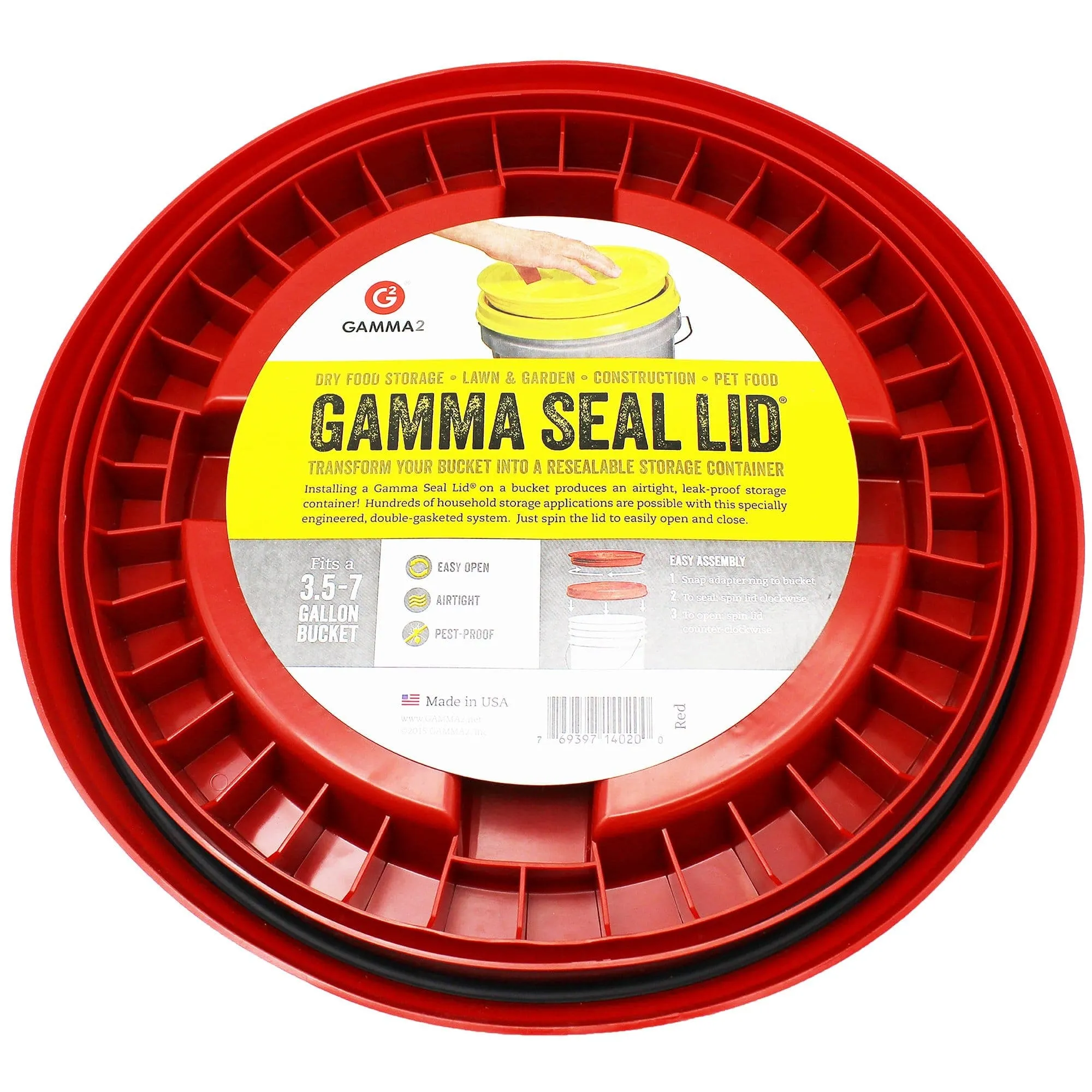 Gamma Seal Lid - Red (3.5 to 7.9 Gallon Bucket)