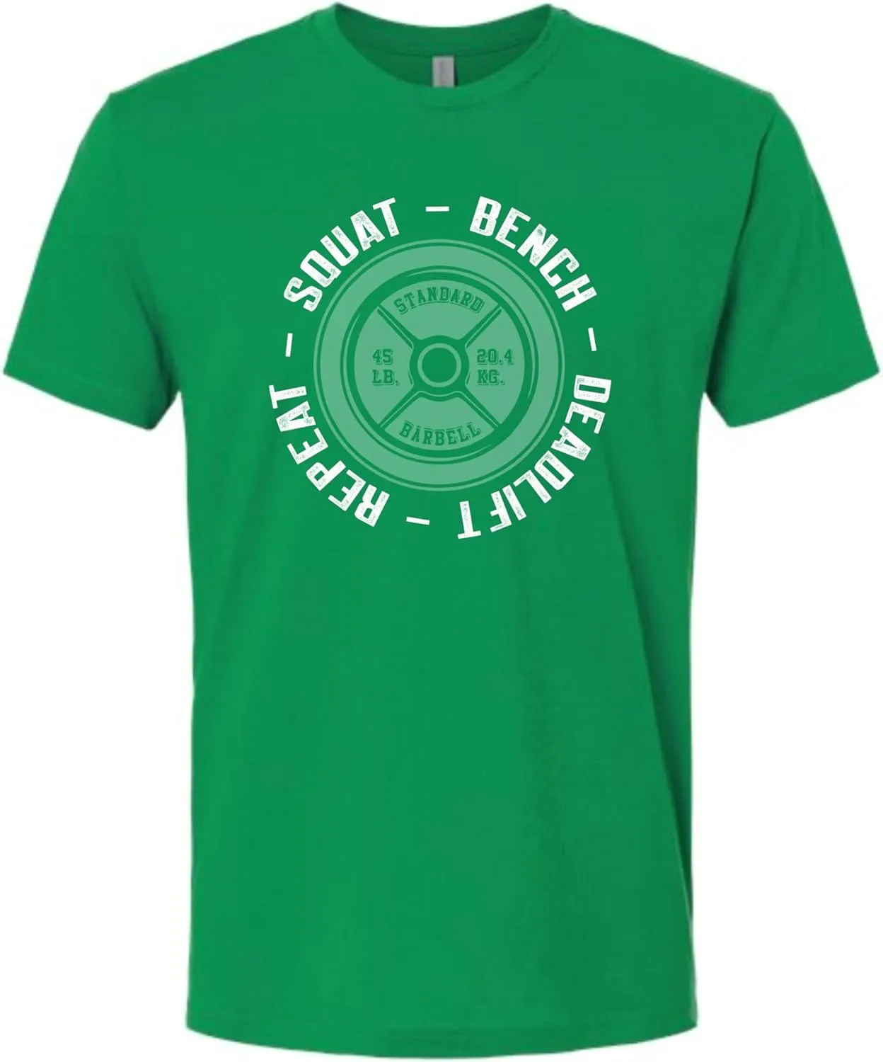 Go All Out Squat Bench Deadlift Repeat Funny Gym Workout Mens Deluxe Soft T-Shirt