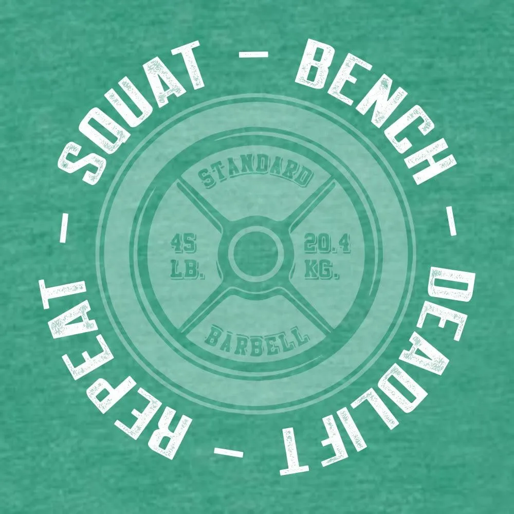 Go All Out Squat Bench Deadlift Repeat Funny Gym Workout Mens Deluxe Soft T-Shirt