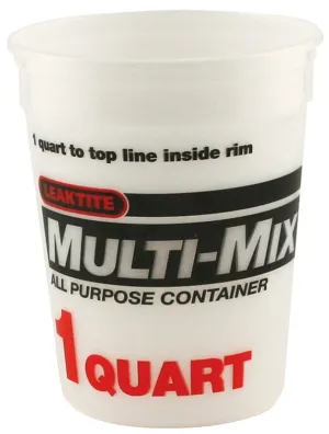 Leaktite #2M3 Multi-Mix Container, 1 qt, HDPE, Clear :EA: QUANTITY: 1