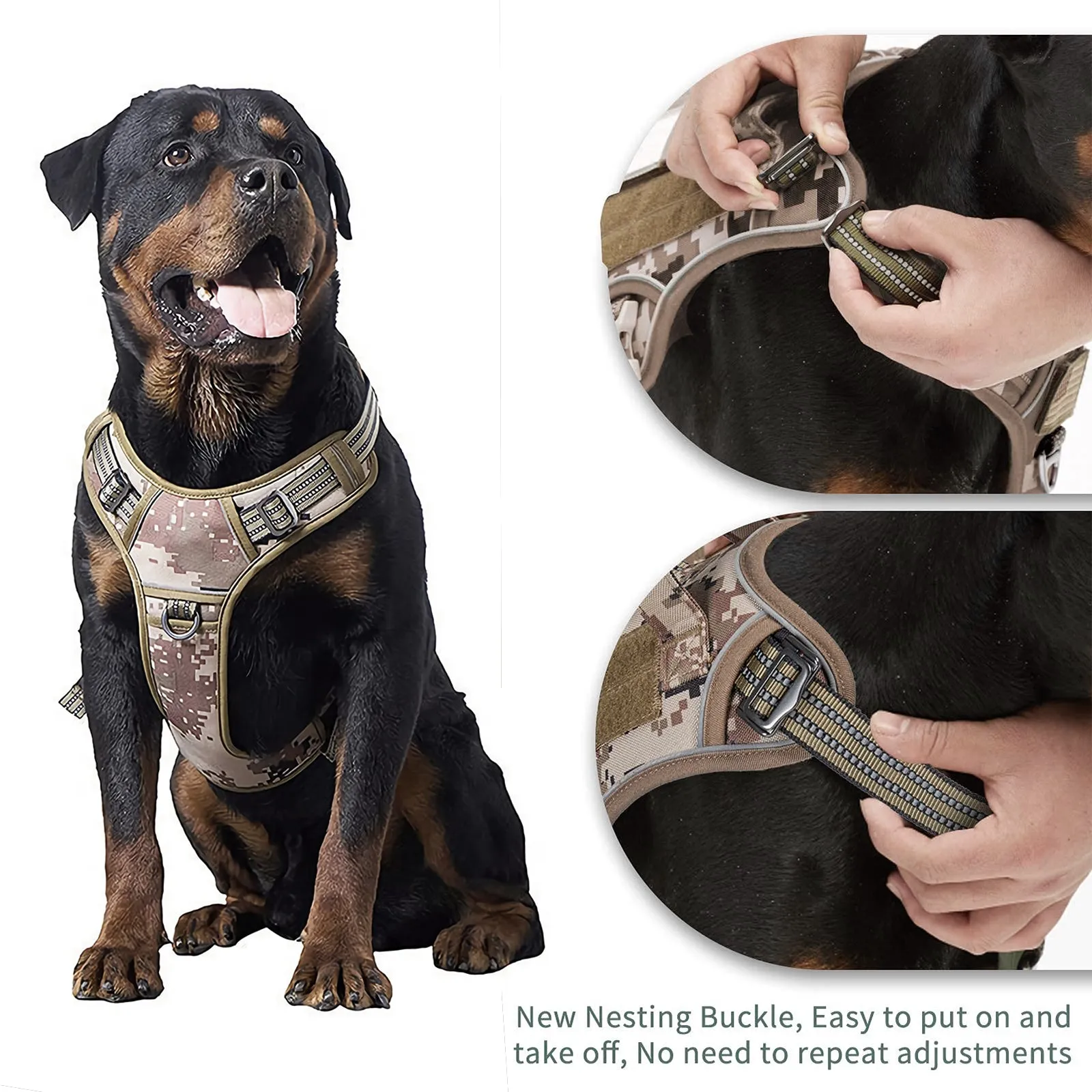 Nylon Dog Harness Tactical No Pull Adjustable, Small