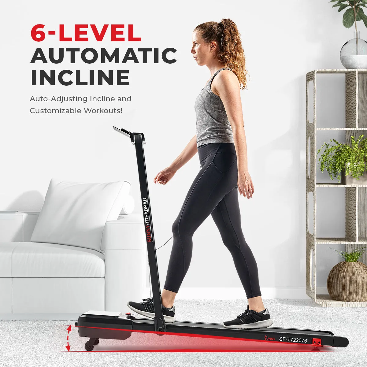 Pacer 2 in 1 Auto Incline Under Desk Walking/Running Smart Treadmill