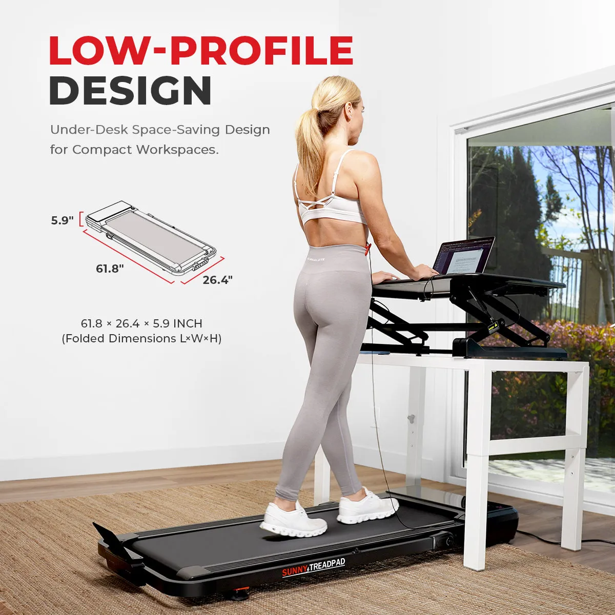 Pacer 2 in 1 Auto Incline Under Desk Walking/Running Smart Treadmill