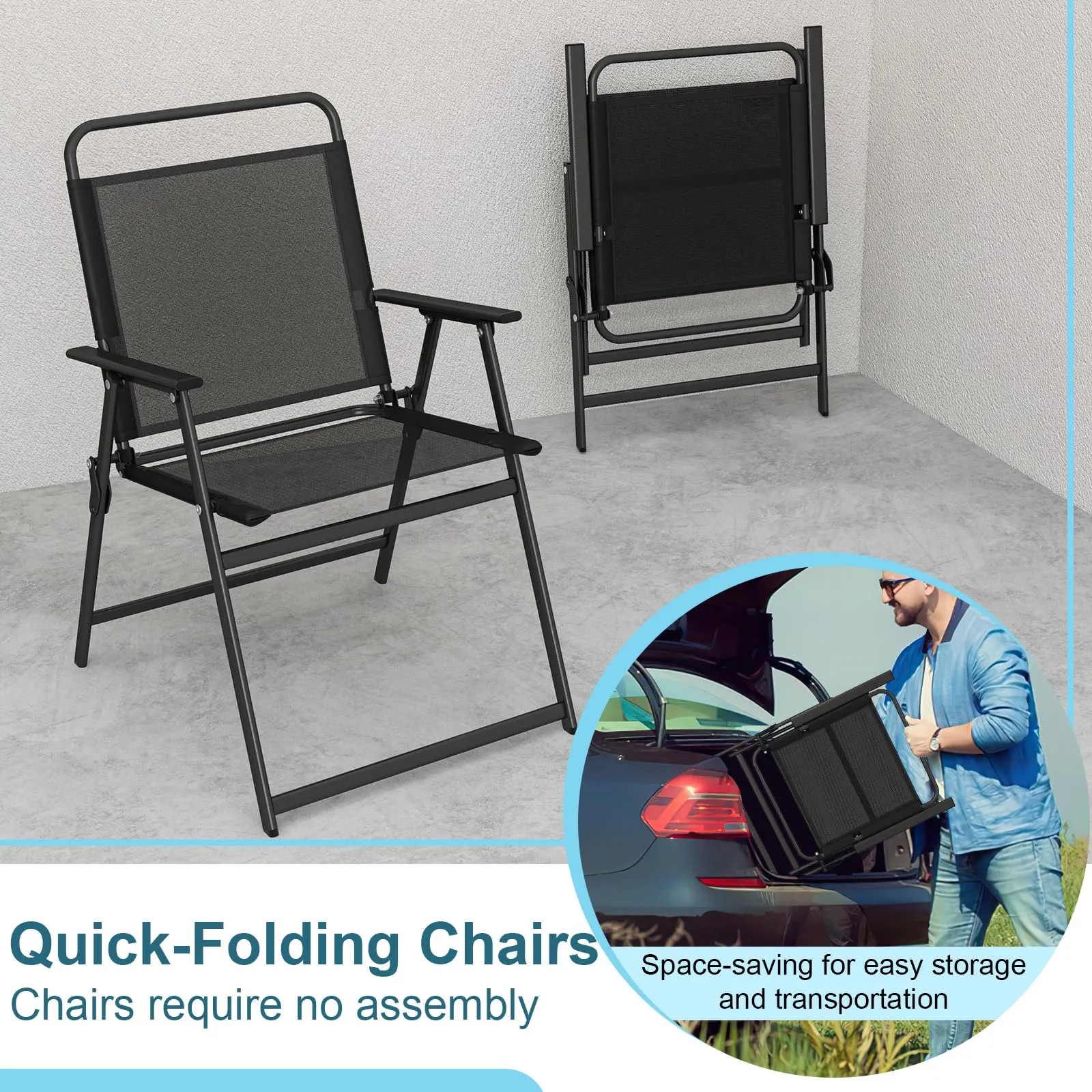 Tangkula 3 Piece Patio Folding Dining Set