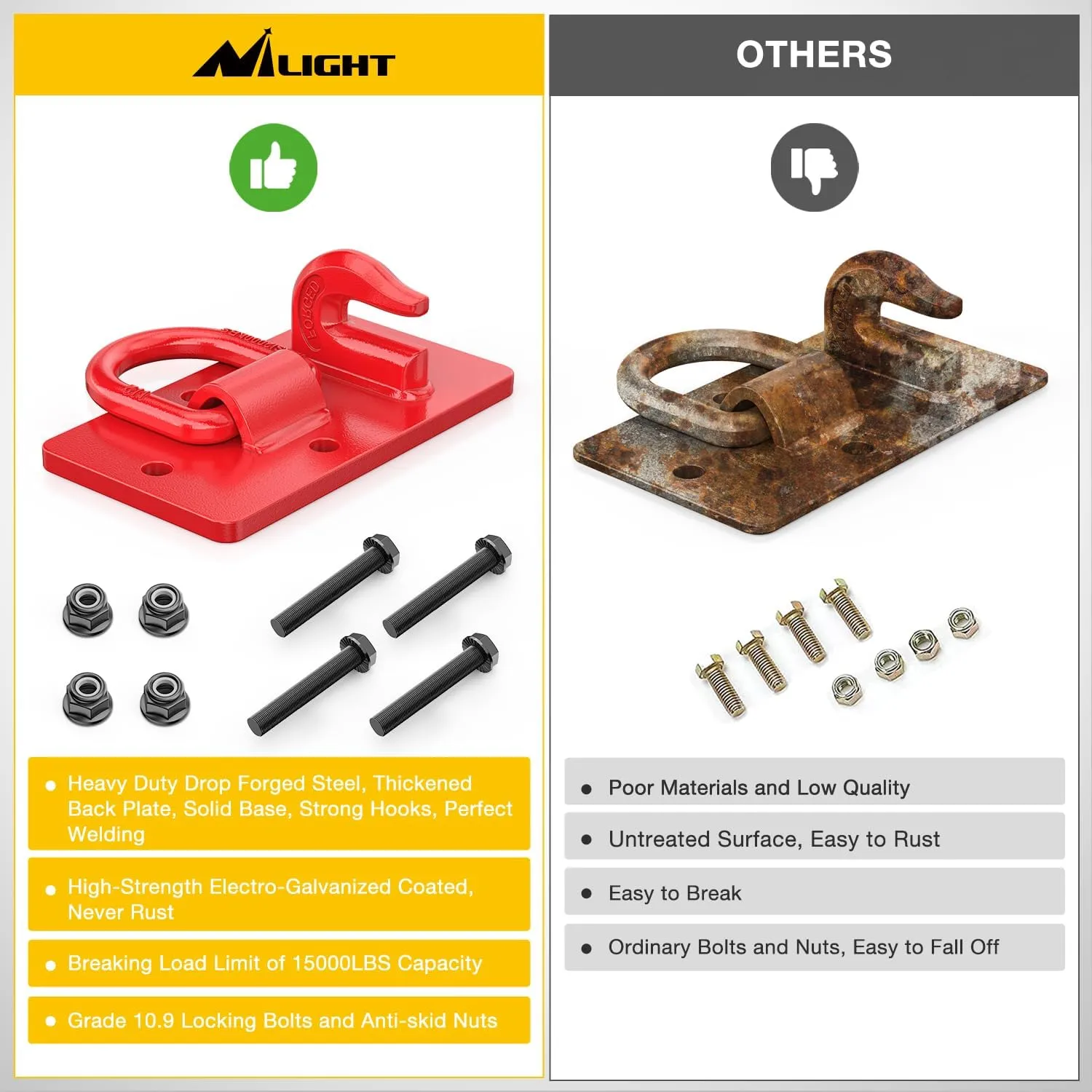 Tractor Bucket Hooks with Tie Down Ring Red (Pair)