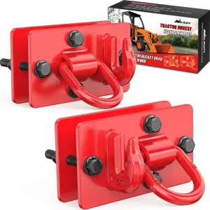 Tractor Bucket Hooks with Tie Down Ring Red (Pair)