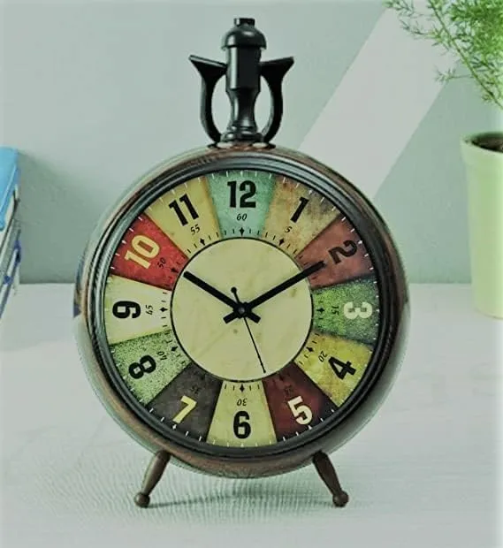 Vintage Style Analog Table Clock, 6 Inch Diameter Desk Clock Without Any Battery or Sell.