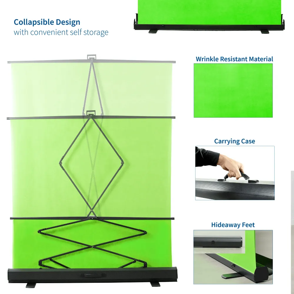 VIVO 100" Collapsible Green Screen, Mountable Pull-Up PS-TP-100G Chroma Key Panel Backdrop